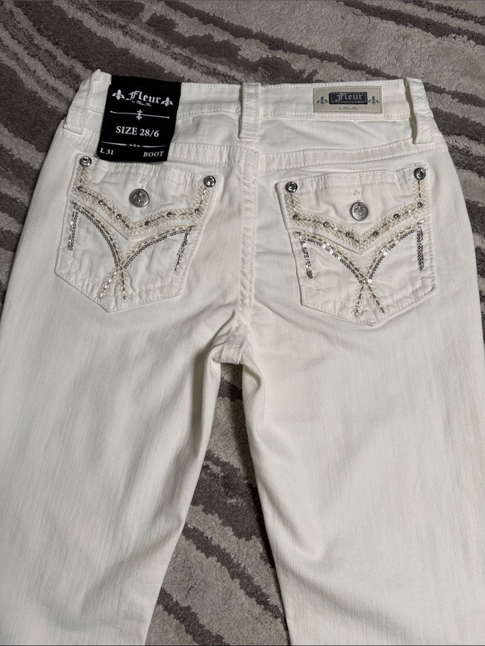 Miss Me White Embellished Boot Cut Jeans